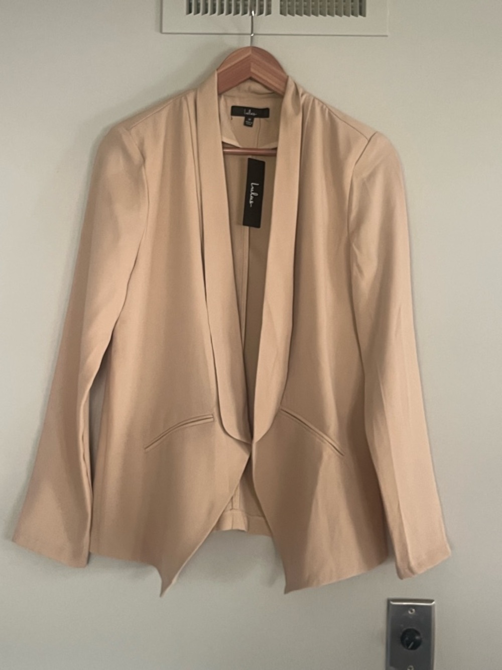 Lulu's Beige-Cream Open-Front Draped Blazer